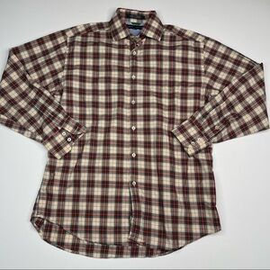 Tommy Hilfiger Shirt Button Plaid Outdoor Hiking Camping Office Gorp Cotton